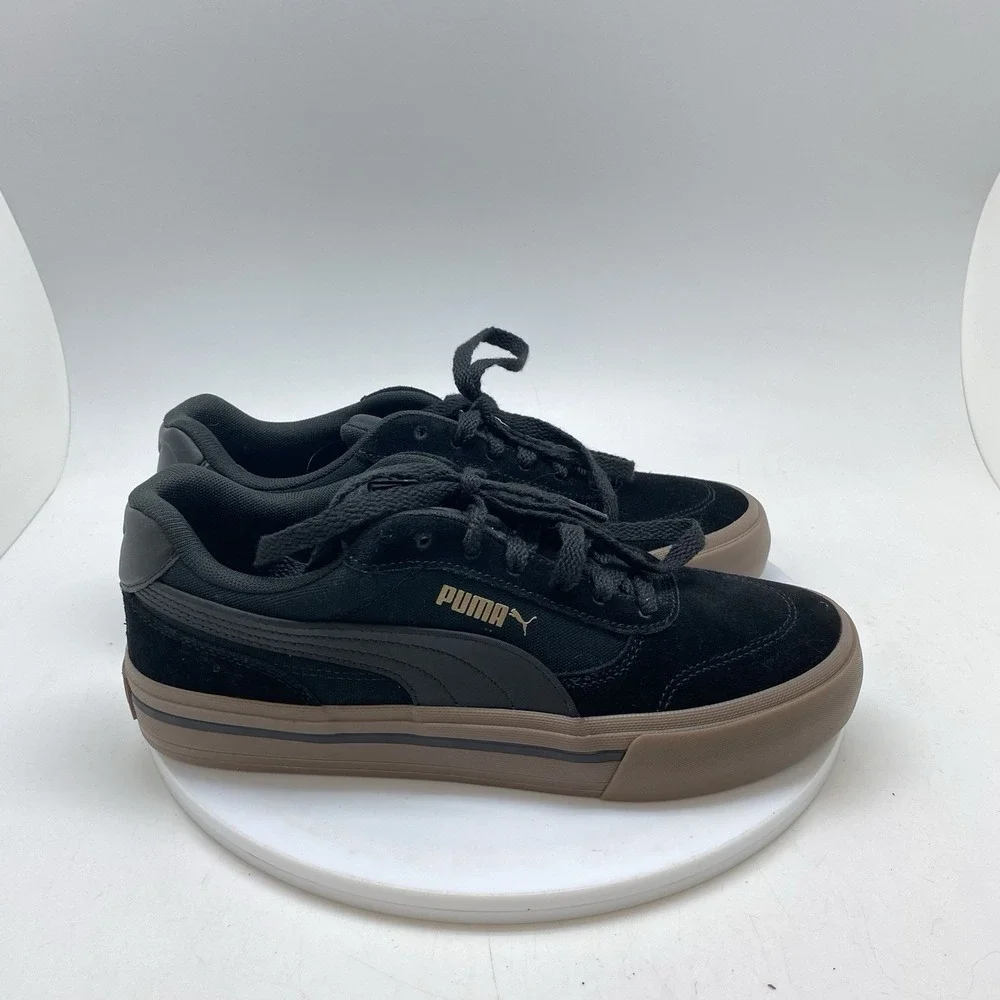 Puma Sneakers Mens 8.5 Black Suede Platform Court Classic Vulcanized 404131-01